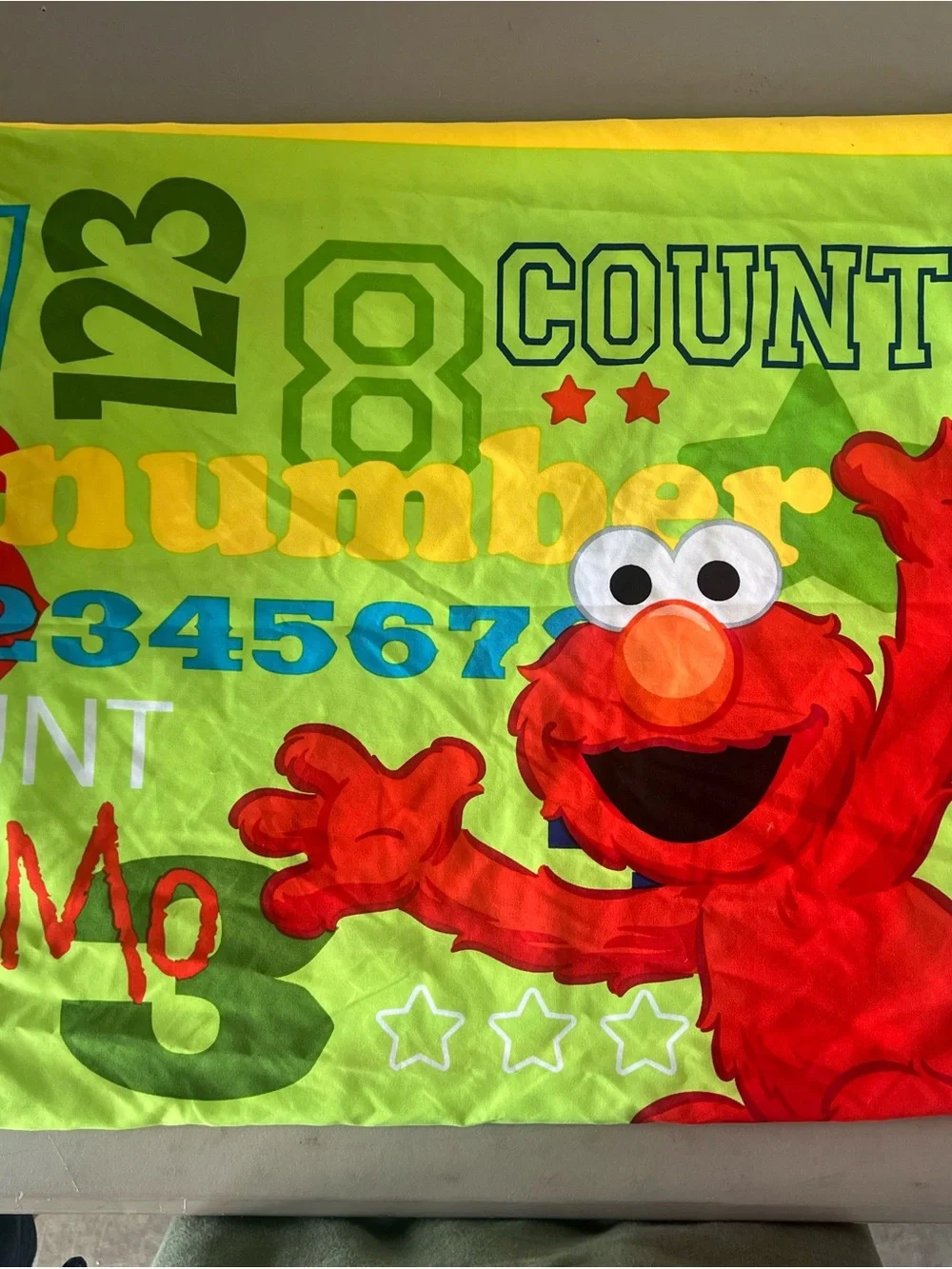 Sesame Street Kids Crib sized comforter with pillow case - Green and Blue